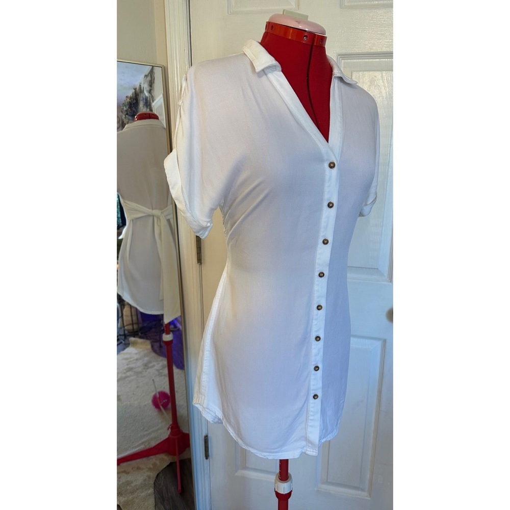 Classy White Button-Up Women's Dress Sz S Petite